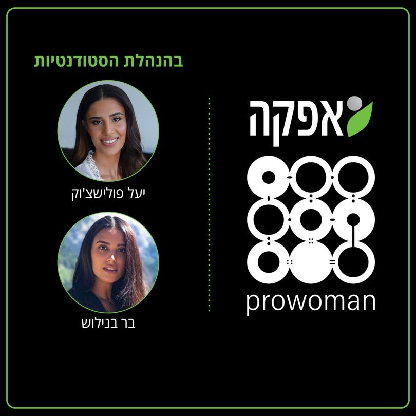 בתמונה: מנהלות הסניף ProWoman באפקה, יעל פולישצ'וק, סטונדטית להנדסה מכנית שנה ד' ובר בנילוש, סטודנטית למדעי המחשב שנה ג'